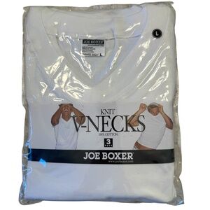 NWT Men's Vintage Joe Boxer Knit V-Necks White 100% Cotton 3 pack - Large